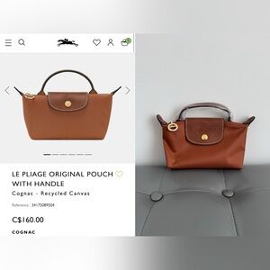Longchamp Mini Bag Le Pliage Original Pouch With Handle - Cognac